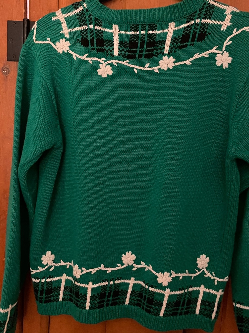 Vintage Pendleton Classic Green Plaid Floral Embroidered Cardigan Sweater S - Picture 6 of 7